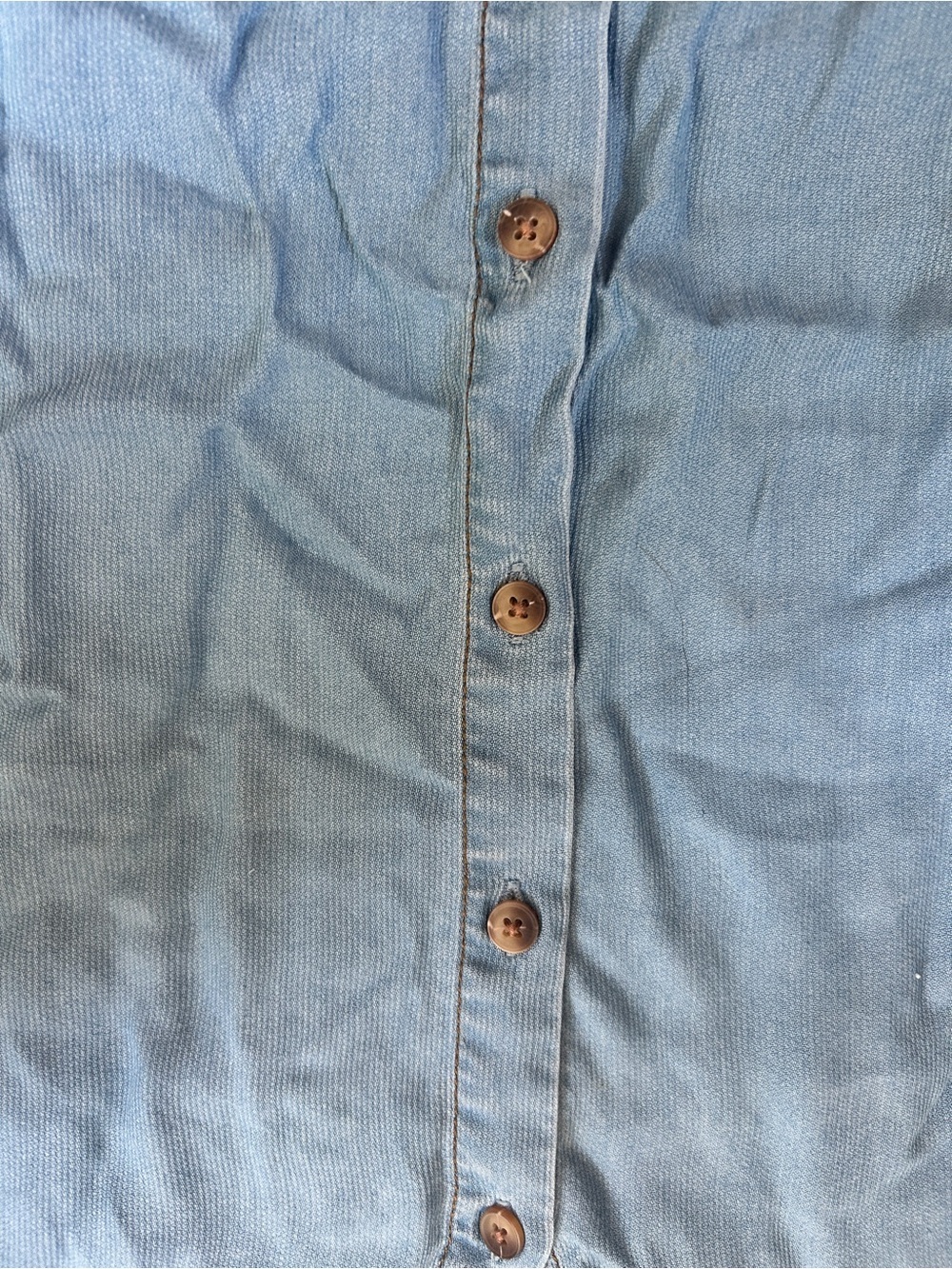 Light Blue Ruffle Sleeve Button-Front Top - Picture 2 of 4